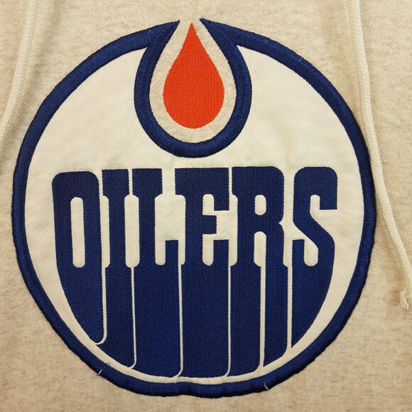 NHL 47 Edmonton Oilers Vintage Lacer Hoodie Pullover Large US L Oatmeal Hockey - Picture 5 of 16